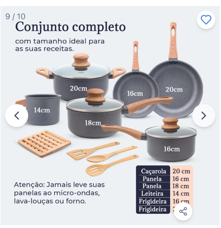 Conjunto completo com medidas